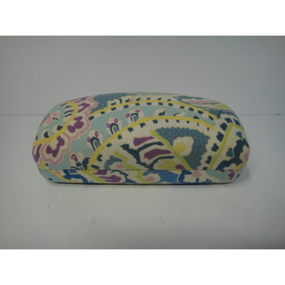 Vera Bradley Hard Shell Glasses Case "Capri Blue" Yellow Paisley Floral Pattern